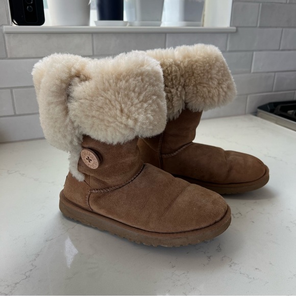 Ugg Bailey Suede Button Triplet II Water-Repellent Tall Boots - Picture 4 of 9